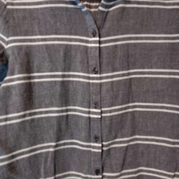 LOFT Navy and White Striped Button-Up Shirt - Picture 6 of 11